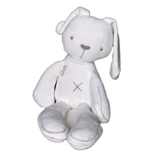 Mamas & Papas White Bunny Rabbit Plush Stuffed Animal Stitched Detail Patchwork